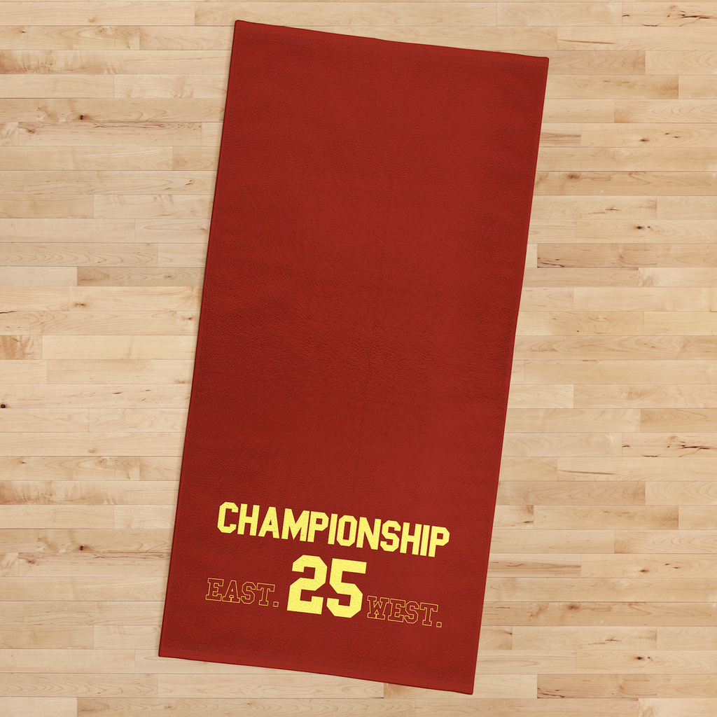Championship Yazılı Kırmızı Mikrofiber Spor Havlusu