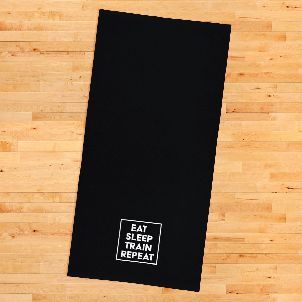 Eat Sleep Train Repeat Yazılı Siyah Mikrofiber Spor Havlusu