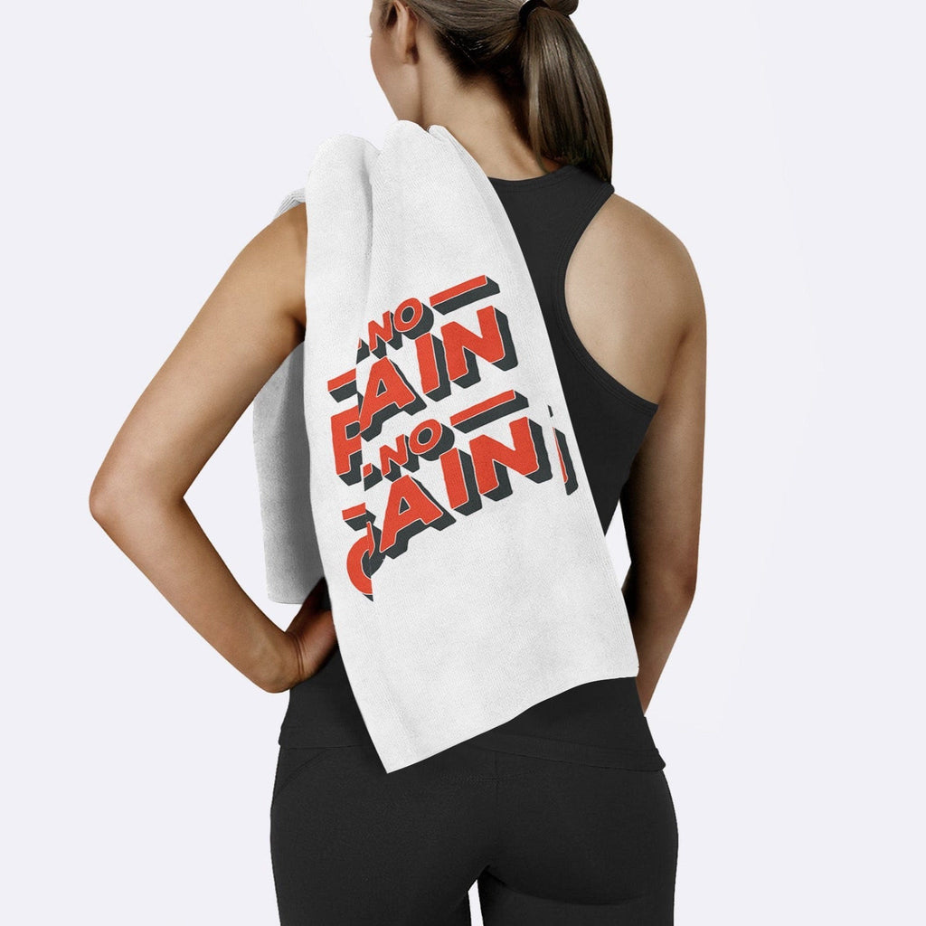 No Pain No Gain Kırmızı Mikrofiber Spor Havlusu
