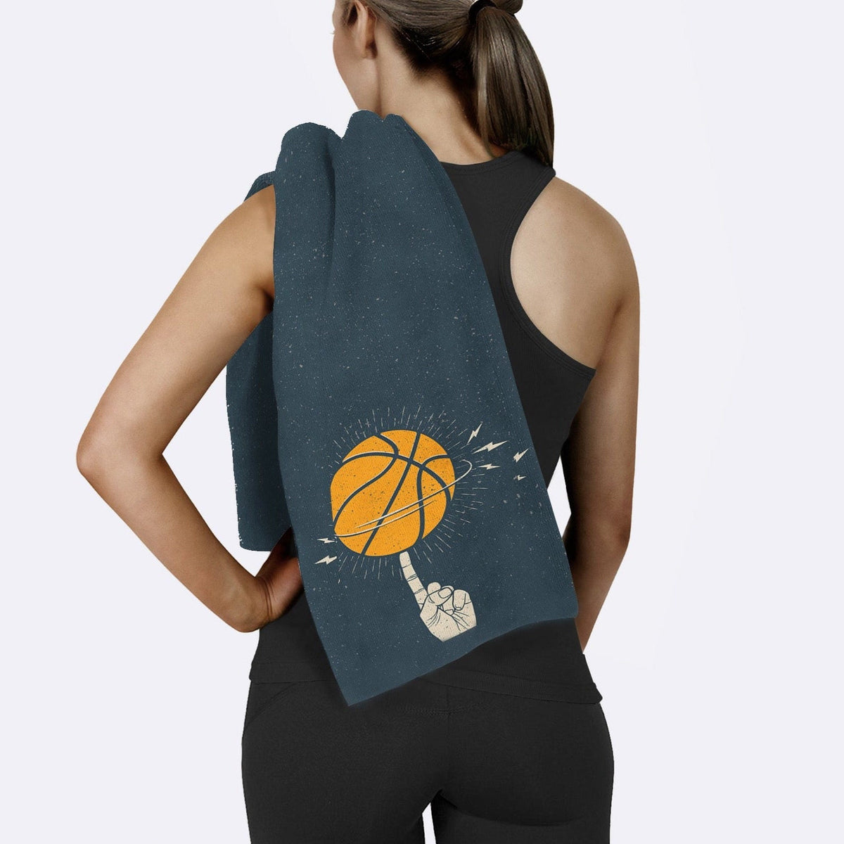 Basketball v2 Lacivert Basketbol Desenli Mikrofiber Spor Havlusu