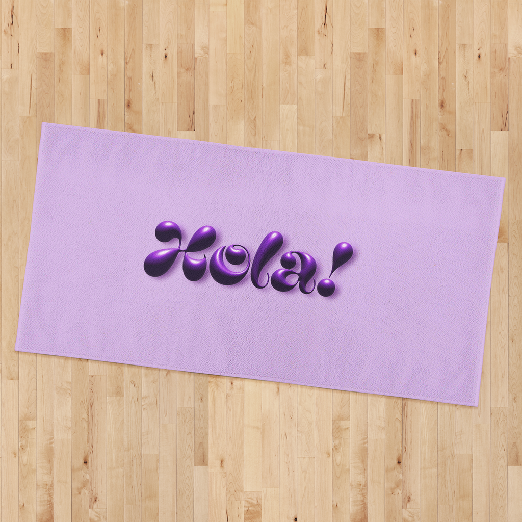 Hola! Yazılı Mor Mikrofiber Spor Havlusu