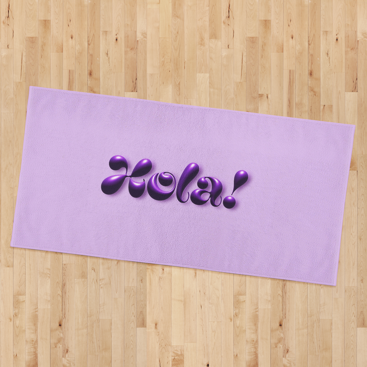 Hola! Yazılı Mor Mikrofiber Spor Havlusu
