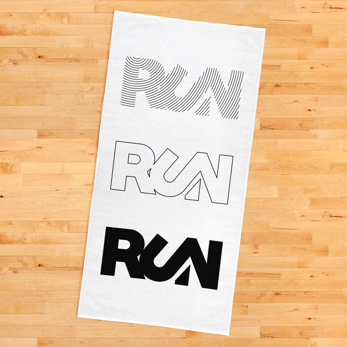 Run Beyaz Yazılı Mikrofiber Koşu ve Spor Havlusu