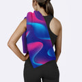 Mor Mavi Renk Geçişli Desenli Mikrofiber Spor Havlusu