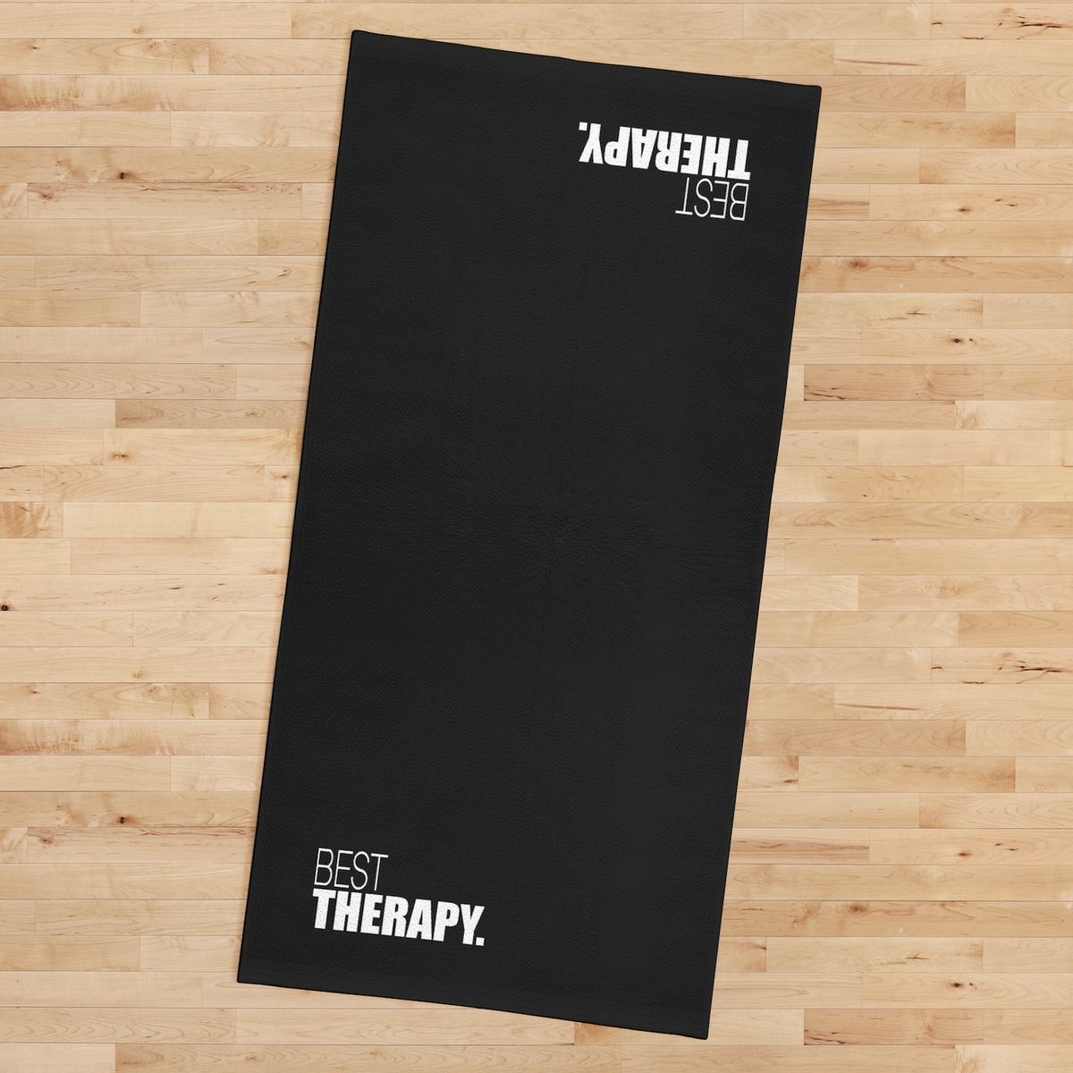 Best Therapy Yazılı Siyah Mikrofiber Spor Havlusu