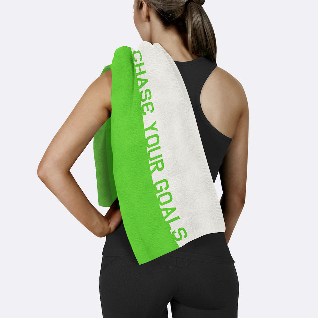 Chase Your Goals Yazılı Kırmızı Mikrofiber Spor Havlusu