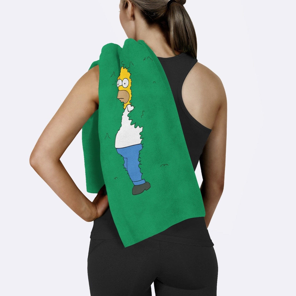 Homer Simpson Yeşil Desenli Mikrofiber Spor Havlusu