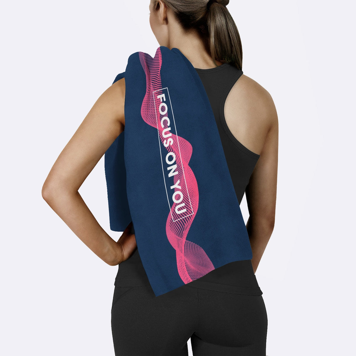 Focus On You Pembe Lacivert Mikrofiber Spor Havlusu