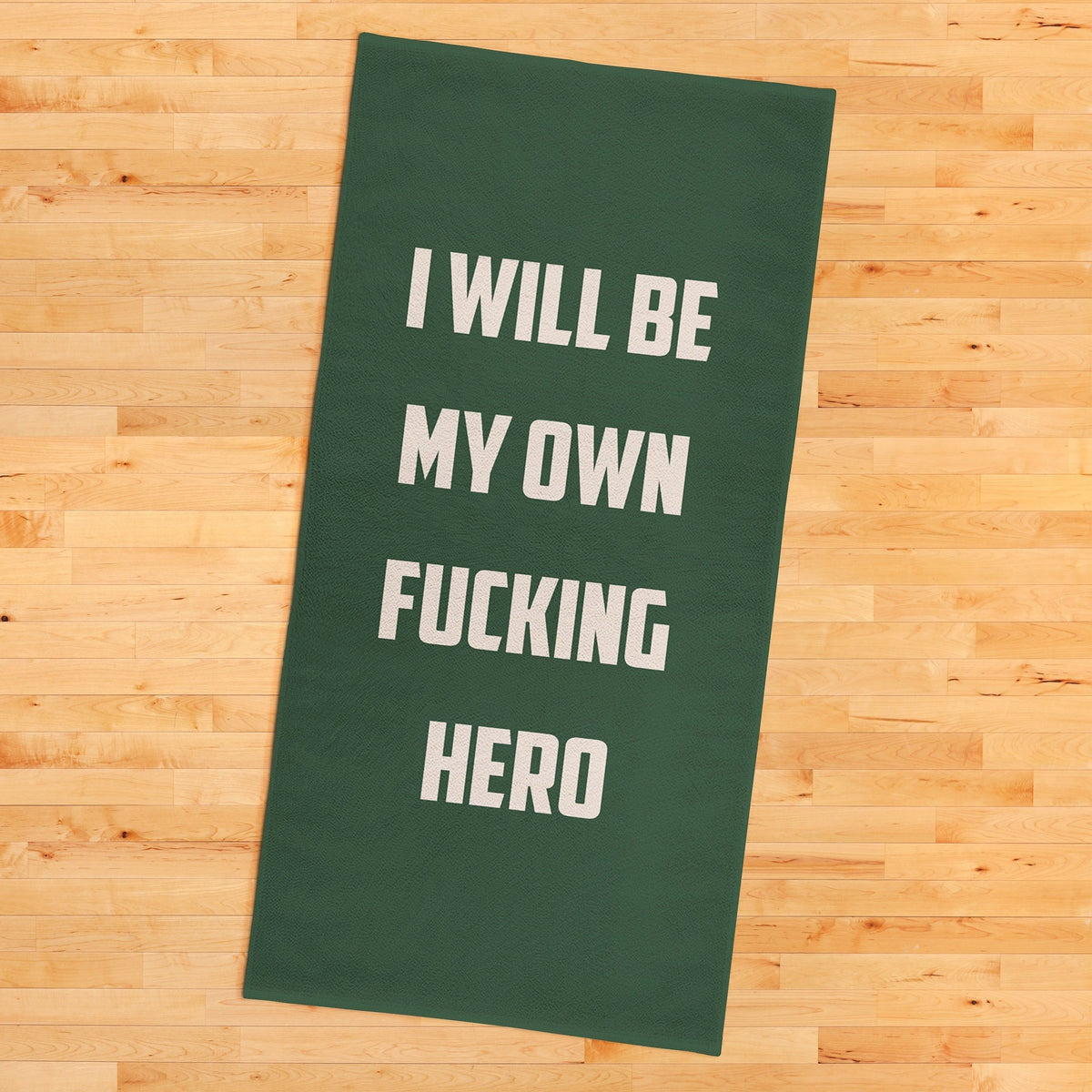 I Will Be My Own Fucking Hero Yeşil Mikrofiber Spor Havlusu