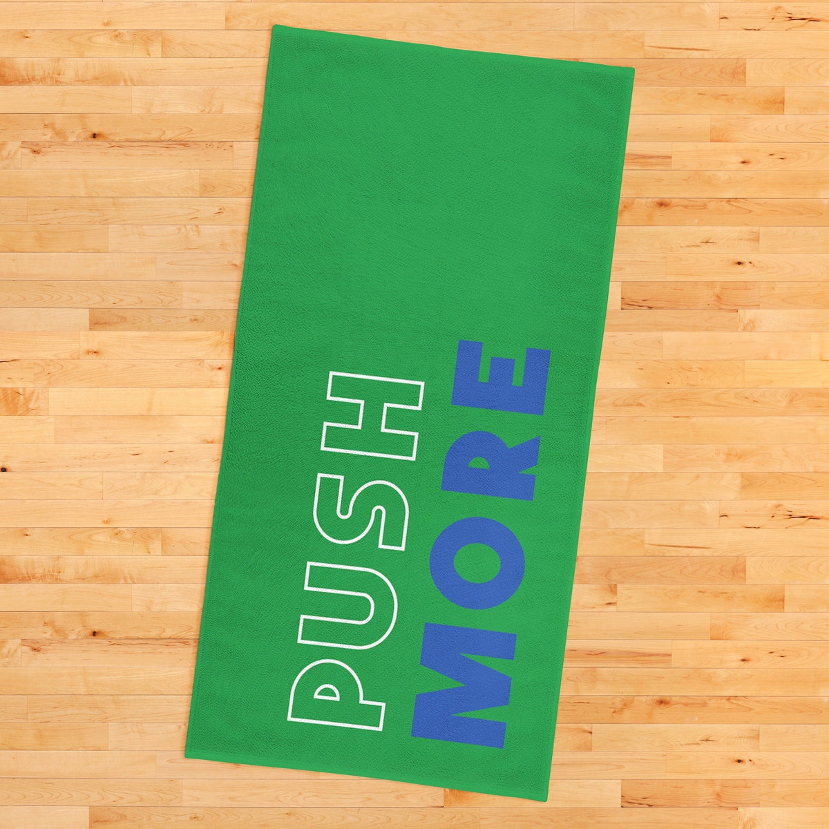 Push More Mavi Yeşil Yazılı Mikrofiber Spor Havlusu