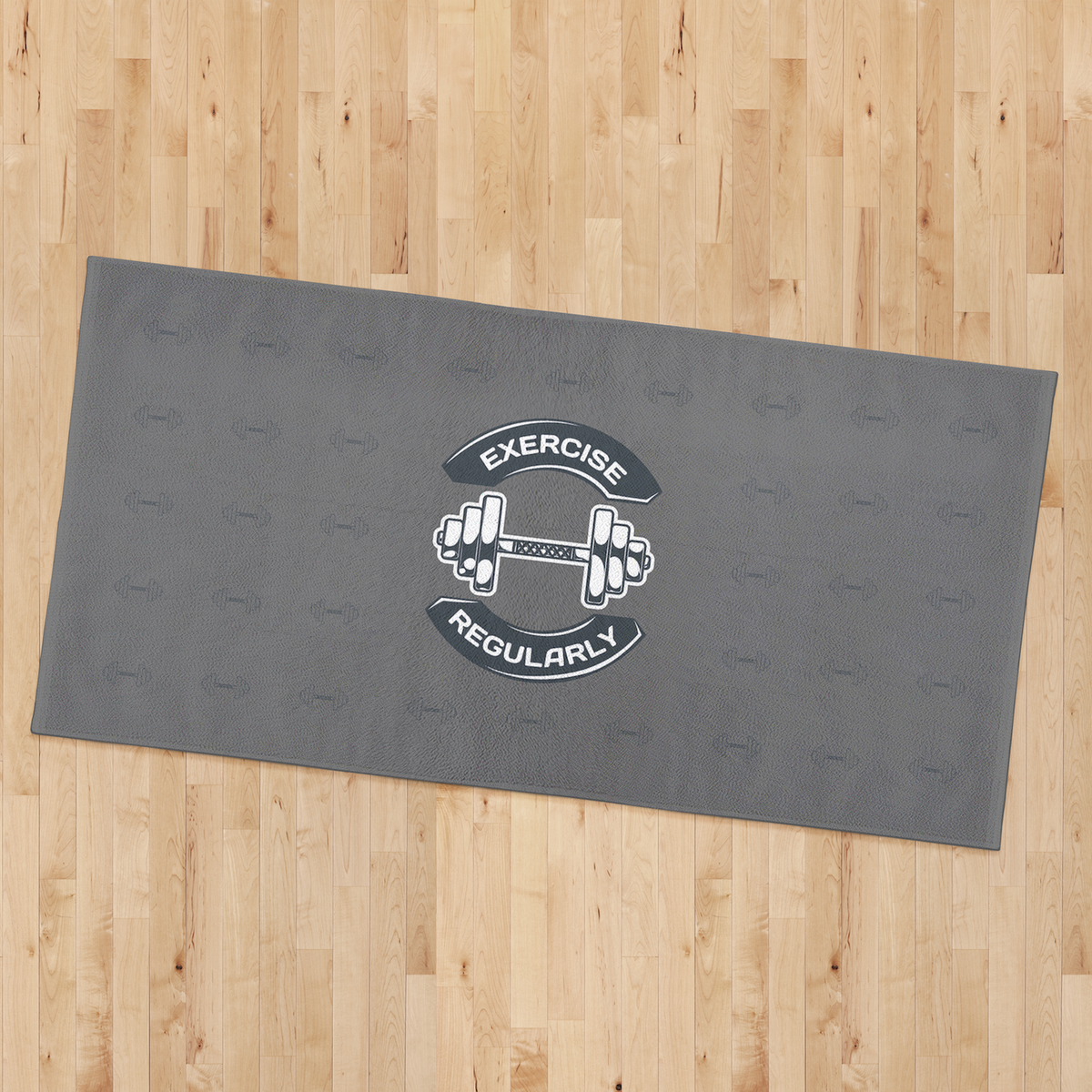 Exercise Regularly Yazılı Gri Mikrofiber Spor Havlusu