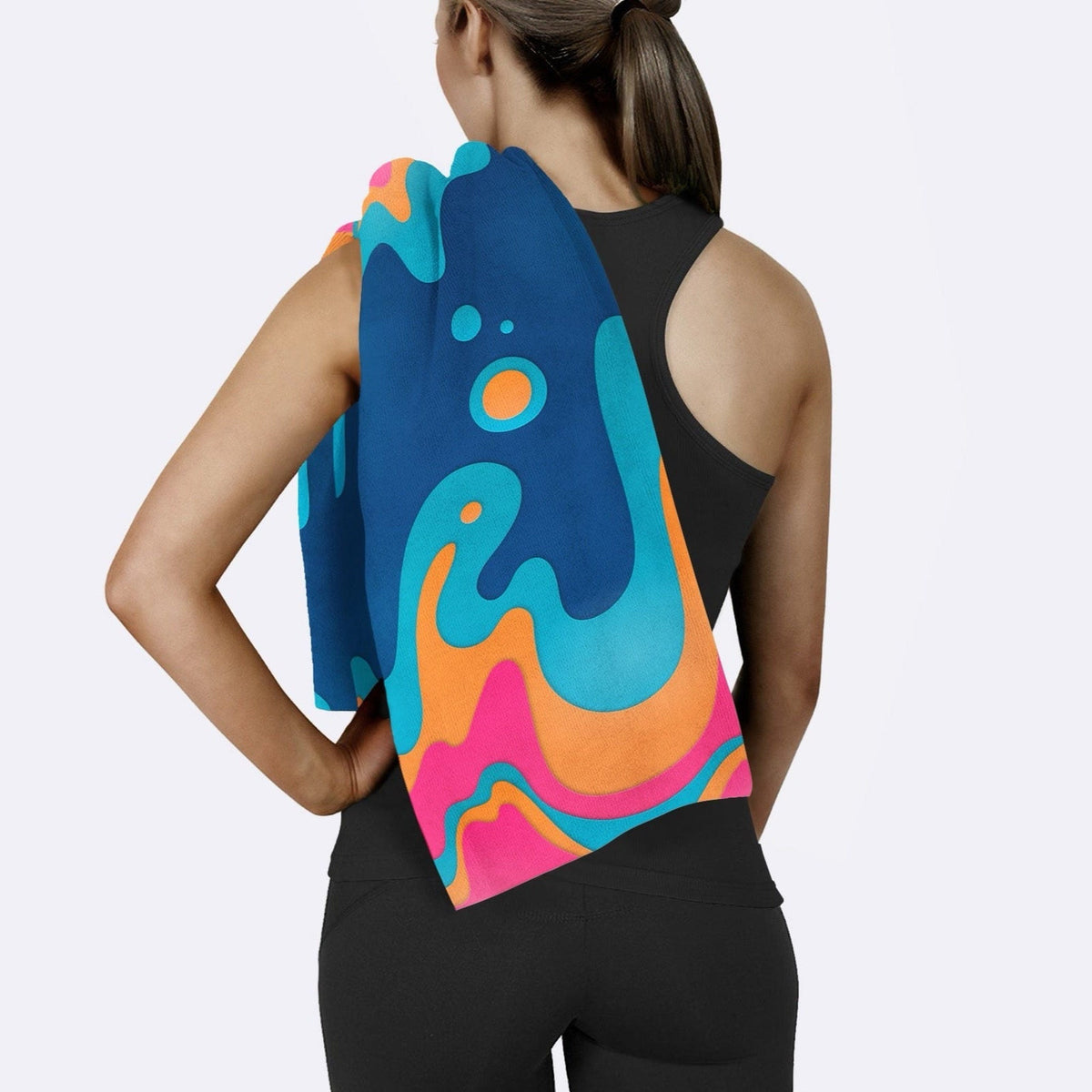 Energetic Waves Dalga Desenli Mikrofiber Spor Havlusu
