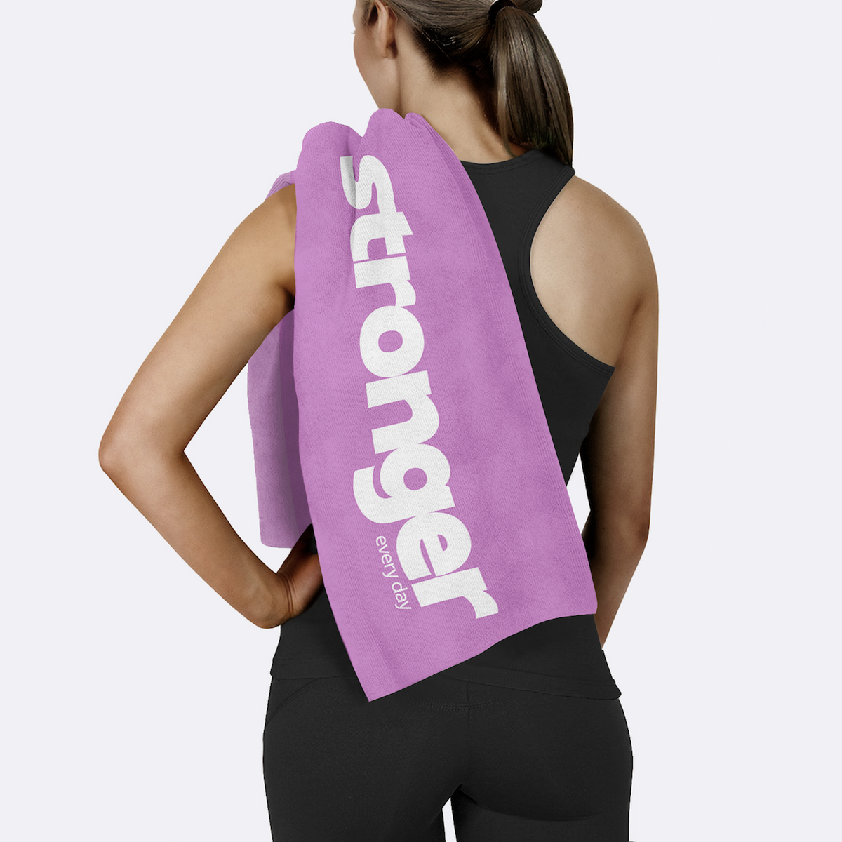 Stronger Every Day Pembe Yazılı Mikrofiber Spor Havlusu